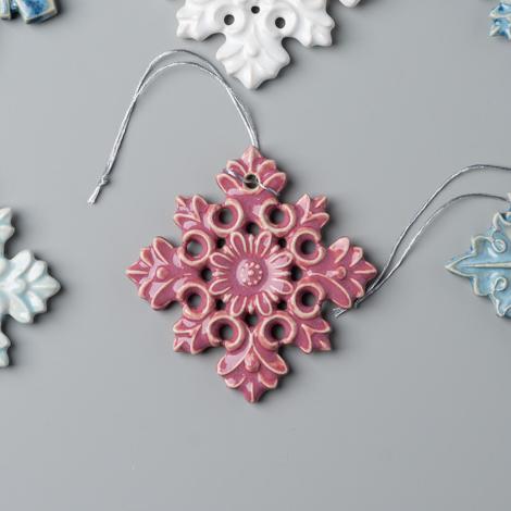 картинка Керамическая снежинка 2 розовая - DishWishes.Ru