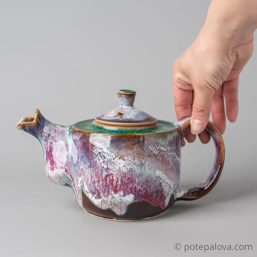 картинка Чайник Юрия Пересады "Карамель" с зеленым стеклом - DishWishes.Ru