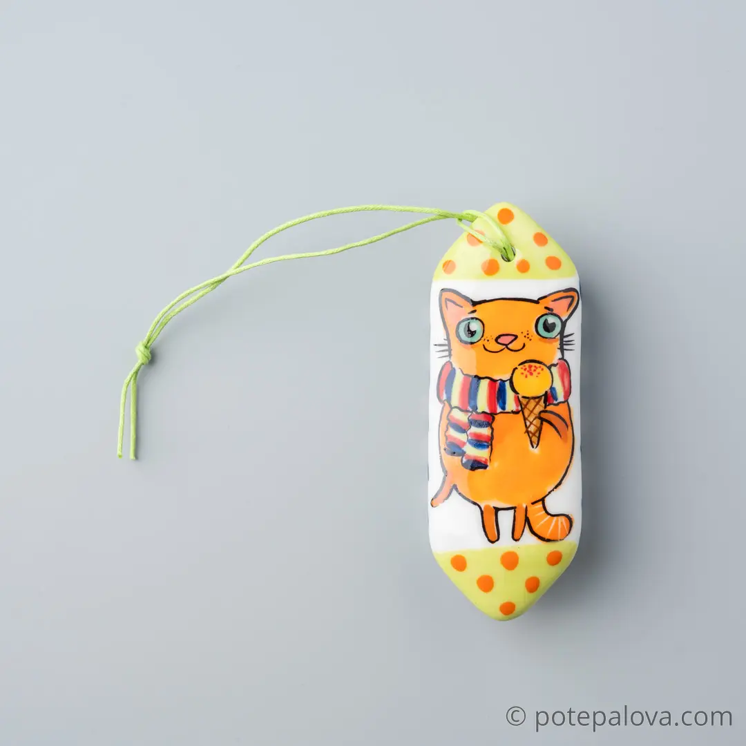 картинка Елочная игрушка в форме конфеты "Рыжий котик" - DishWishes.Ru