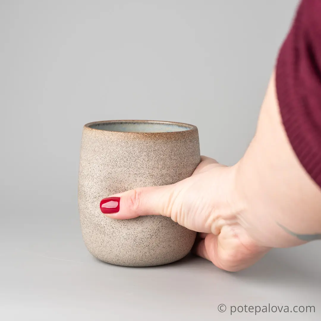 картинка Стакан гончарный Sigma с вмятинами серый гончарный 450 мл - DishWishes.Ru