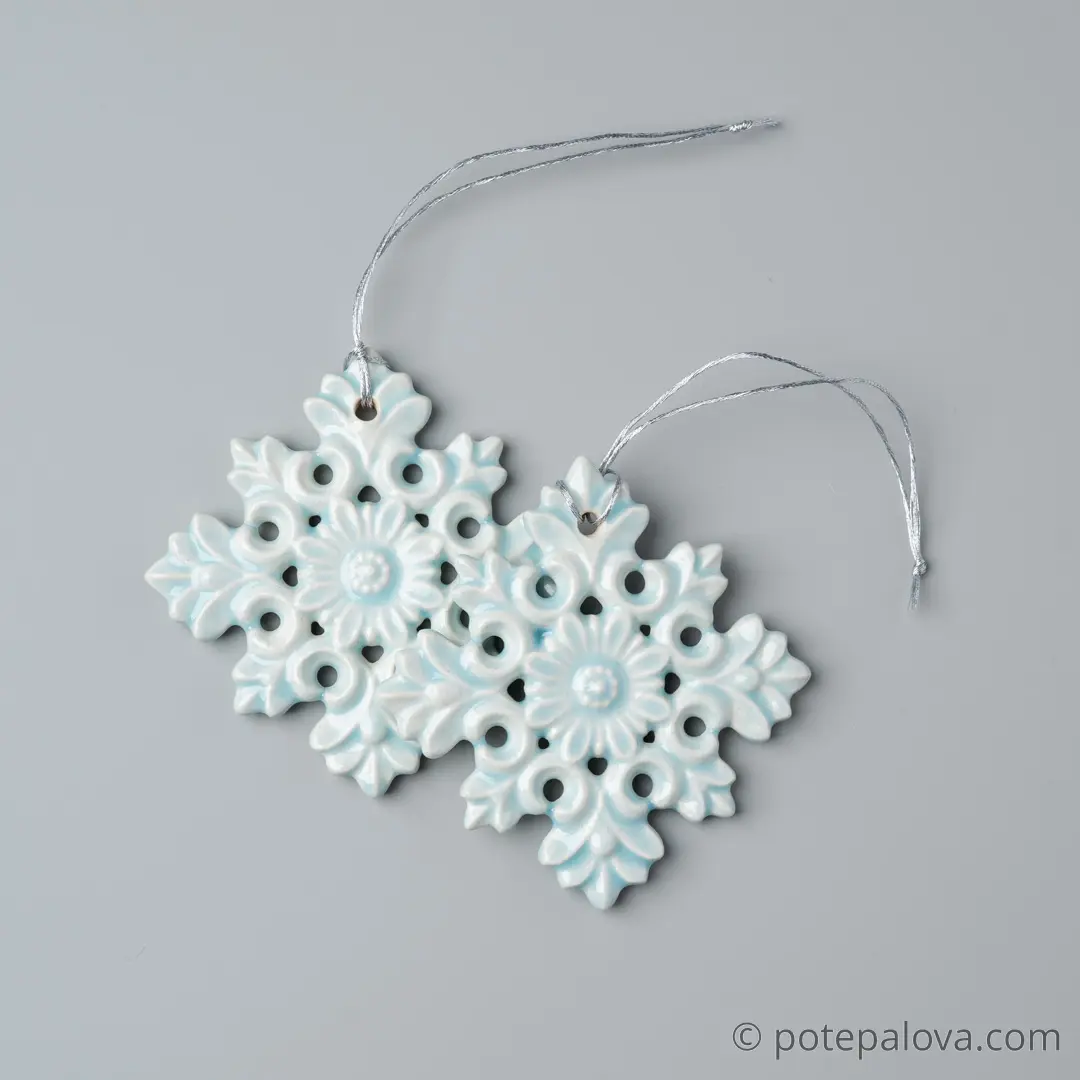 картинка Керамическая снежинка 2 мятная - DishWishes.Ru