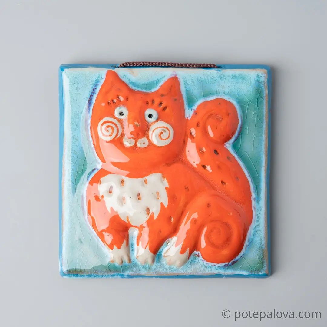 картинка Керамический изразец "Котик" - DishWishes.Ru