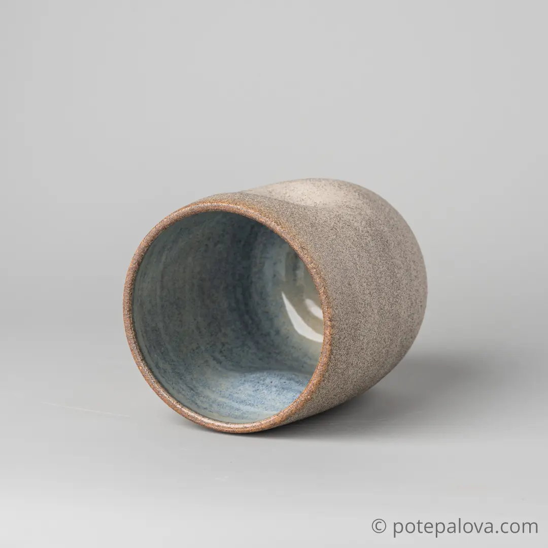 картинка Стакан гончарный Sigma с вмятинами серый гончарный 450 мл - DishWishes.Ru