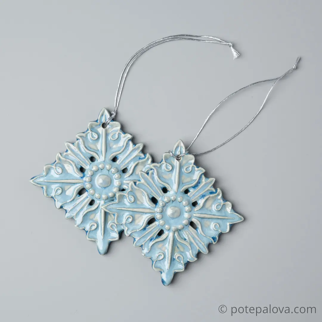 картинка Керамическая снежинка 1 голубая - DishWishes.Ru