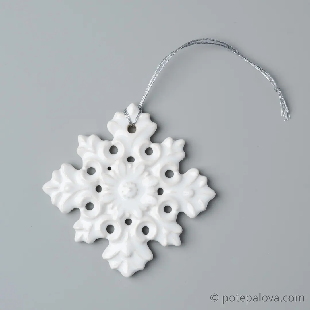 картинка Керамическая снежинка 2 белая - DishWishes.Ru