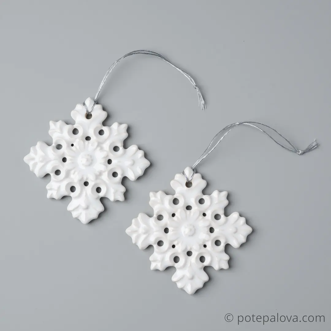 картинка Керамическая снежинка 2 белая - DishWishes.Ru