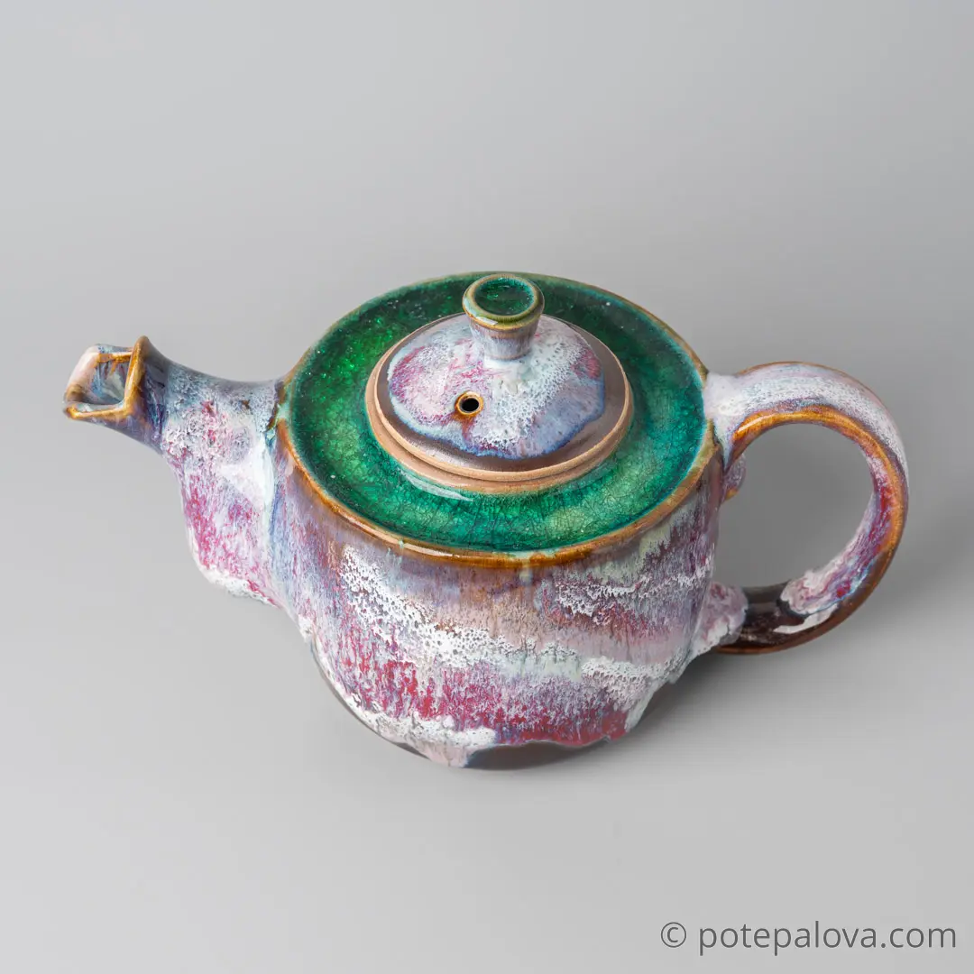картинка Чайник Юрия Пересады "Карамель" с зеленым стеклом - DishWishes.Ru