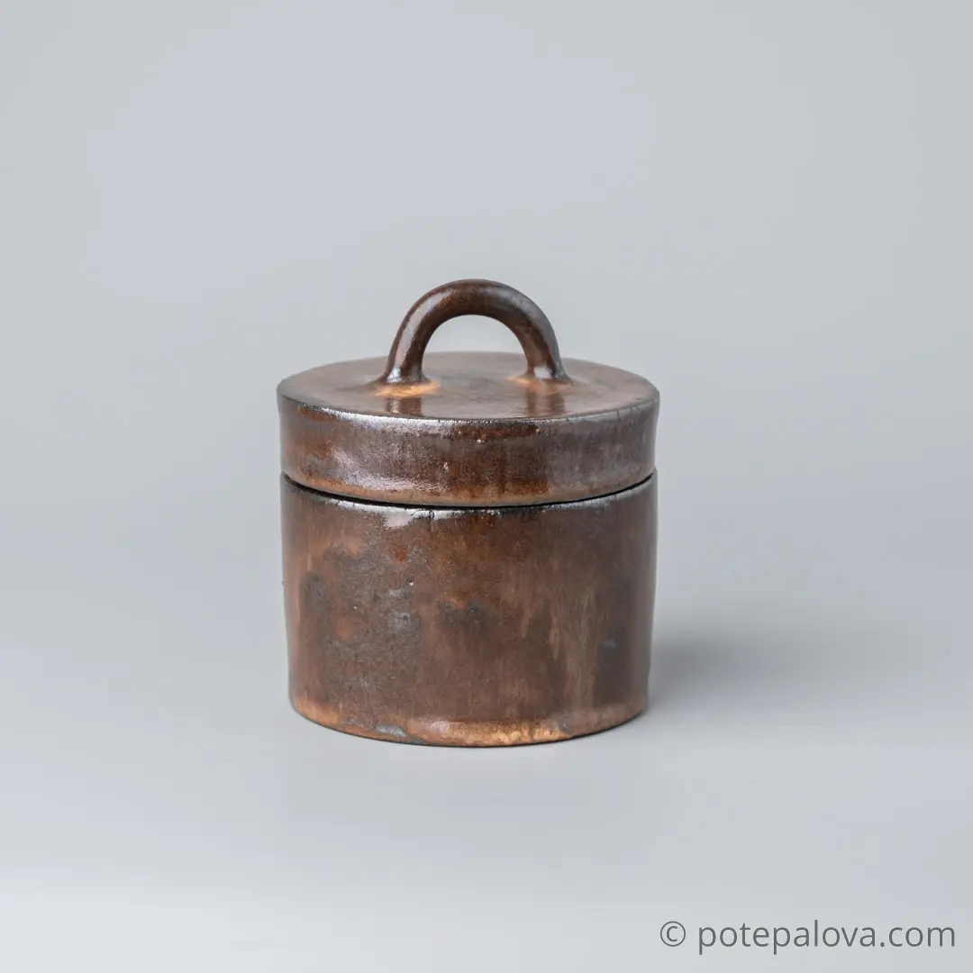 картинка Керамическая баночка "Кастрюлька" темная малая - DishWishes.Ru