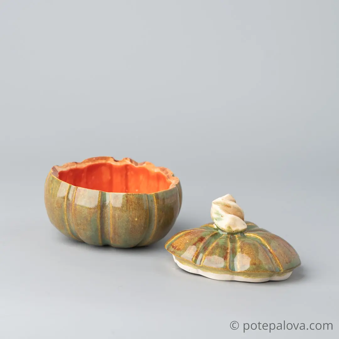 картинка Керамическая тыковка маленькая зеленая - DishWishes.Ru