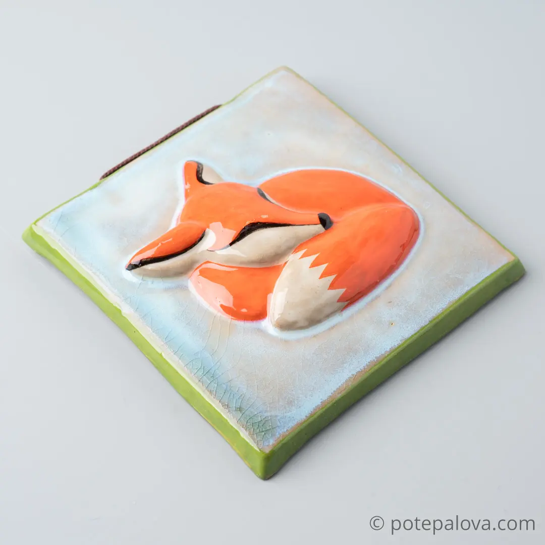 картинка Изразец ручной работы "Лисенок" 1 - DishWishes.Ru