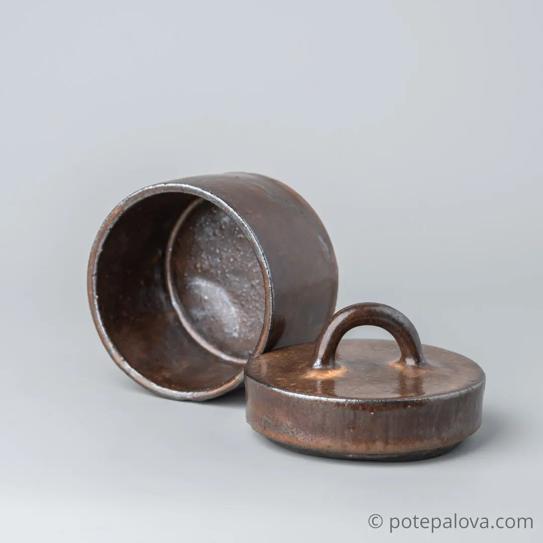 картинка Керамическая баночка "Кастрюлька" темная малая - DishWishes.Ru