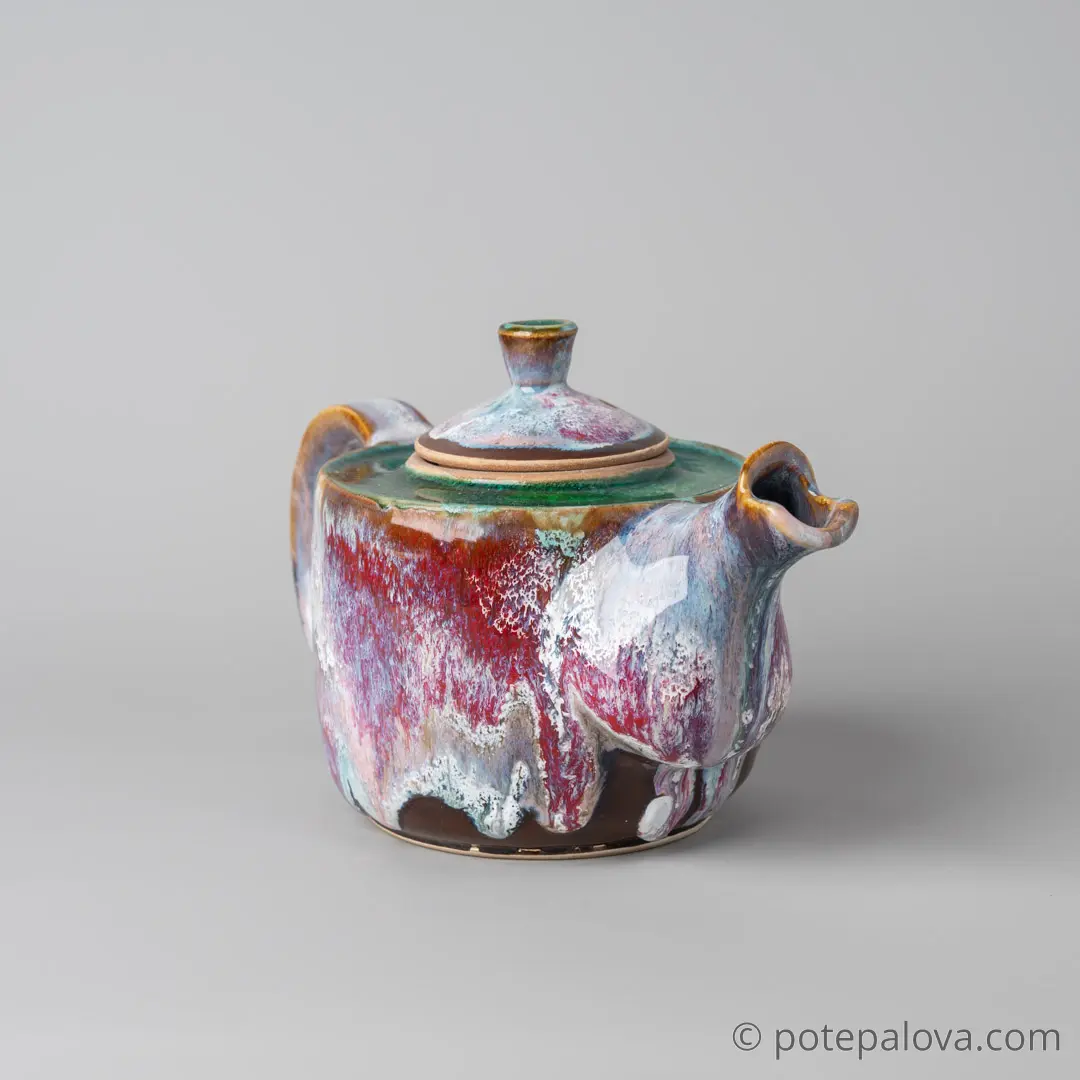 картинка Чайник Юрия Пересады "Карамель" с зеленым стеклом - DishWishes.Ru