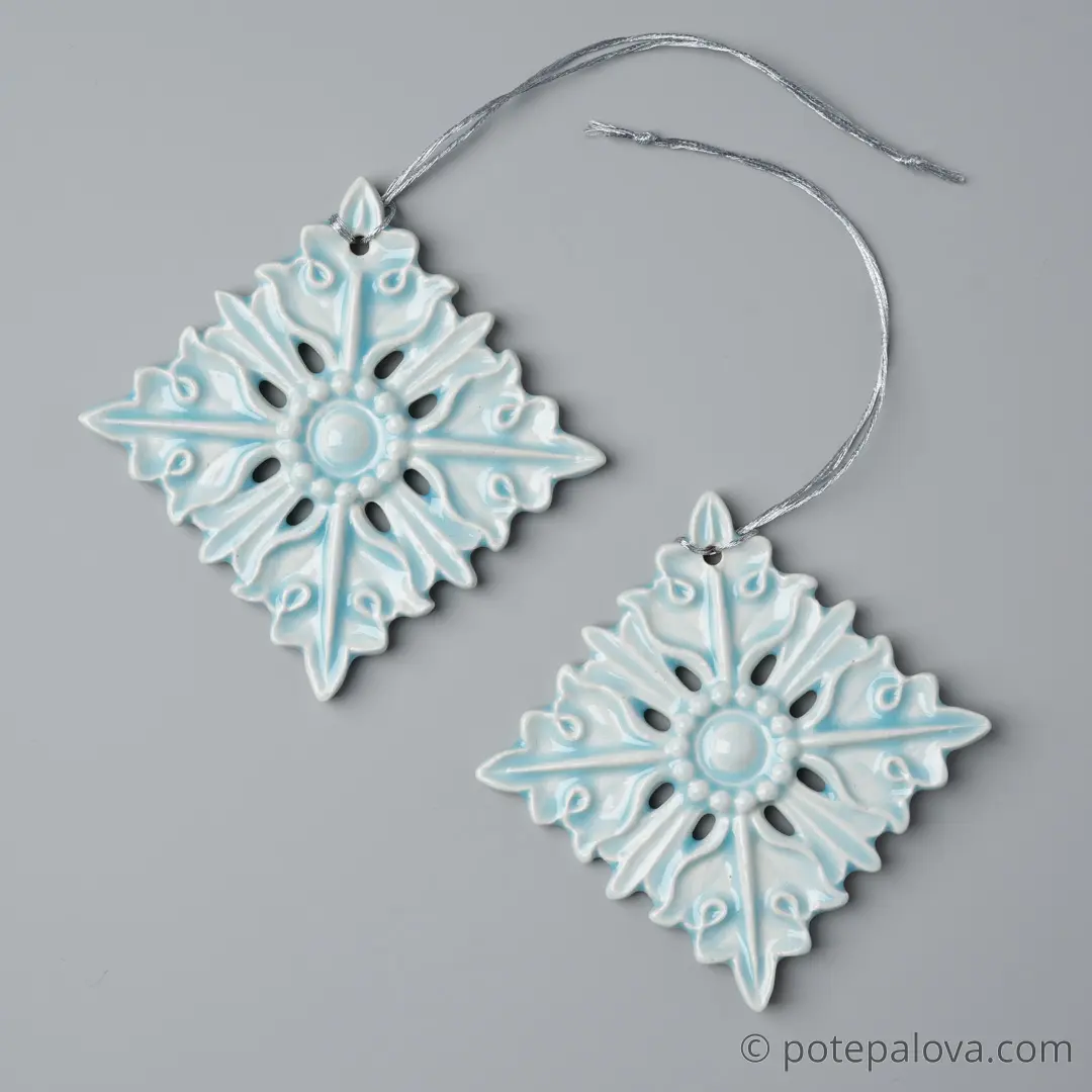 картинка Керамическая снежинка 1 мятная - DishWishes.Ru