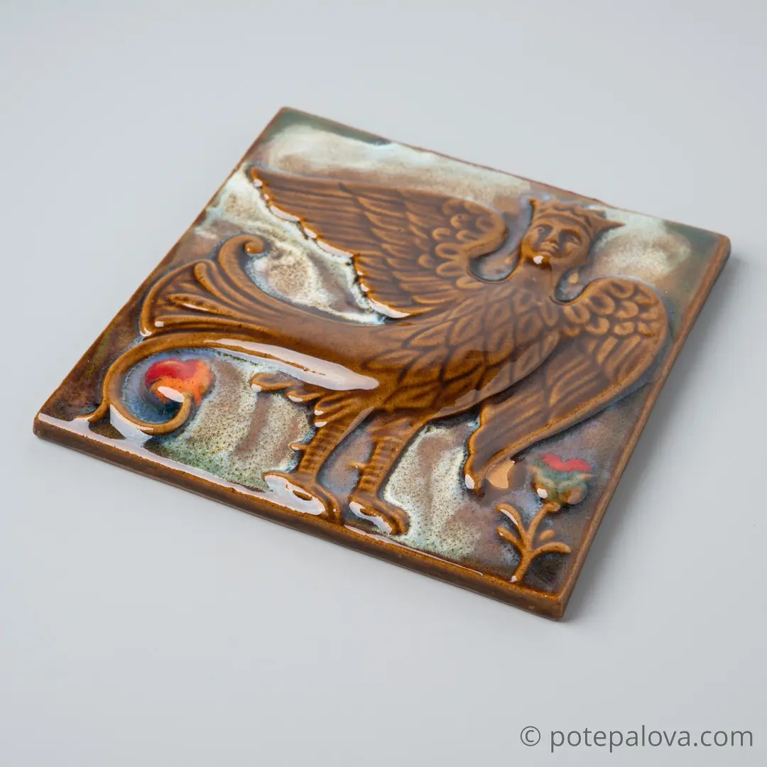 картинка Изразец ручной работы "Сирин" 2 - DishWishes.Ru