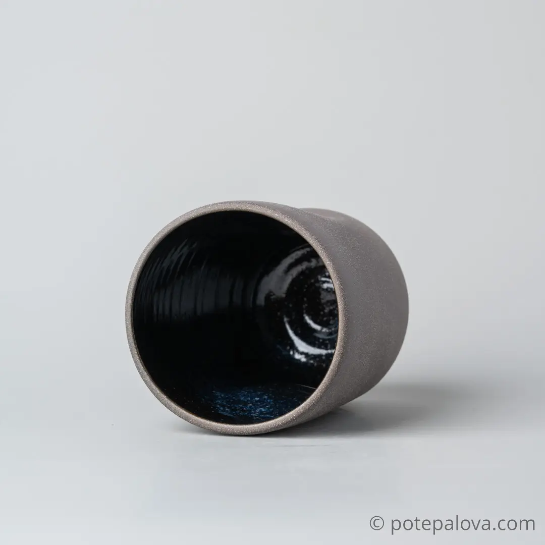 картинка Стакан гончарный Sigma с вмятинами черный 450 мл - DishWishes.Ru