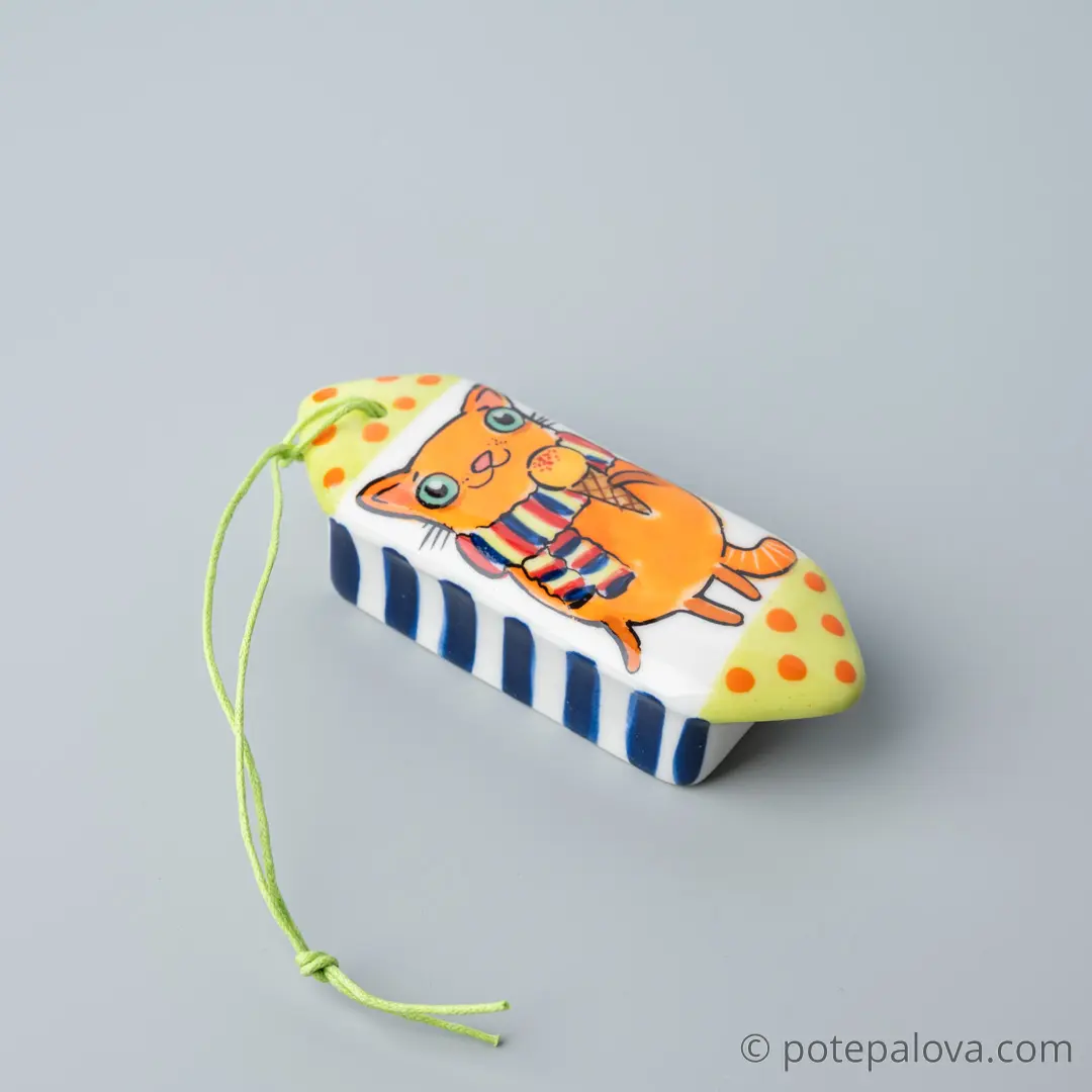 картинка Елочная игрушка в форме конфеты "Рыжий котик" - DishWishes.Ru