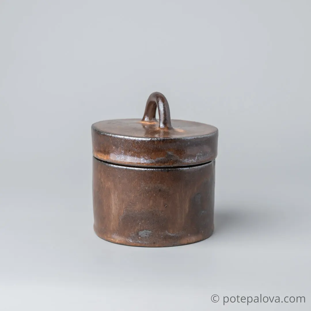 картинка Керамическая баночка "Кастрюлька" темная малая - DishWishes.Ru