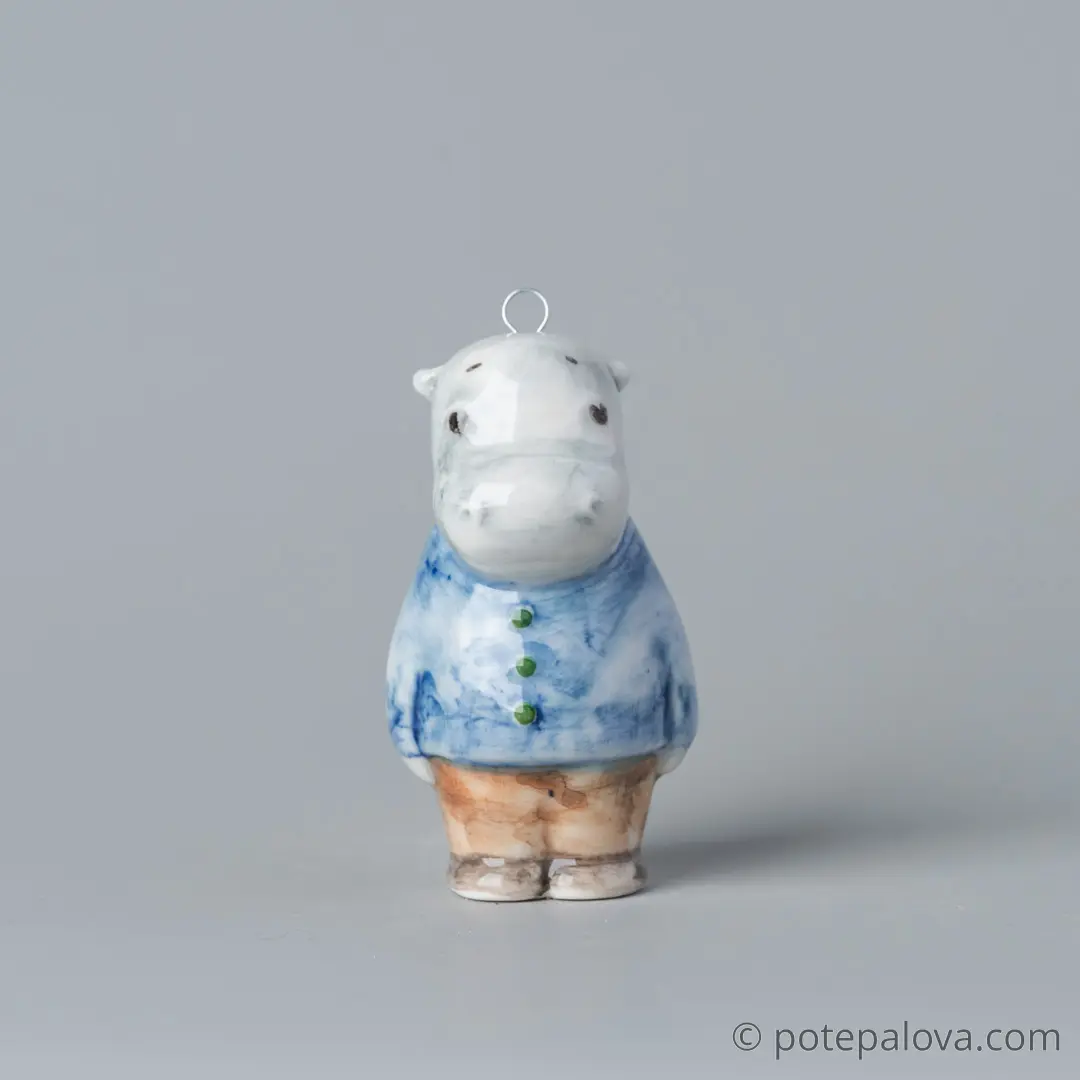 картинка Фарфоровая игрушка "Бегемотик" 3 - DishWishes.Ru