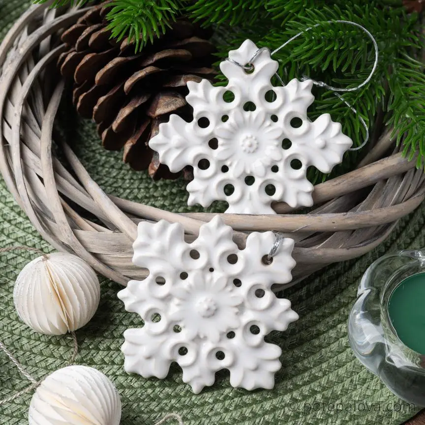 картинка Керамическая снежинка 2 белая - DishWishes.Ru