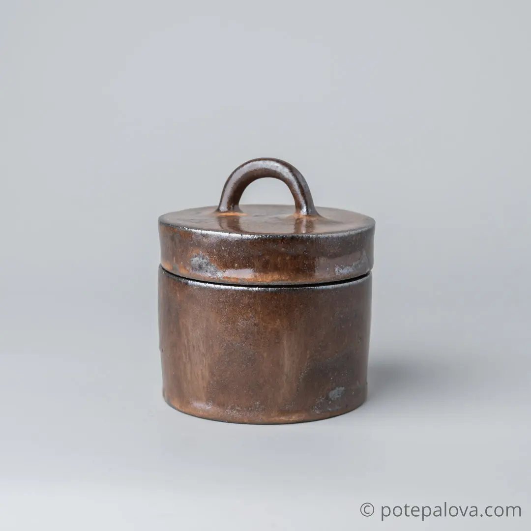 картинка Керамическая баночка "Кастрюлька" темная малая - DishWishes.Ru