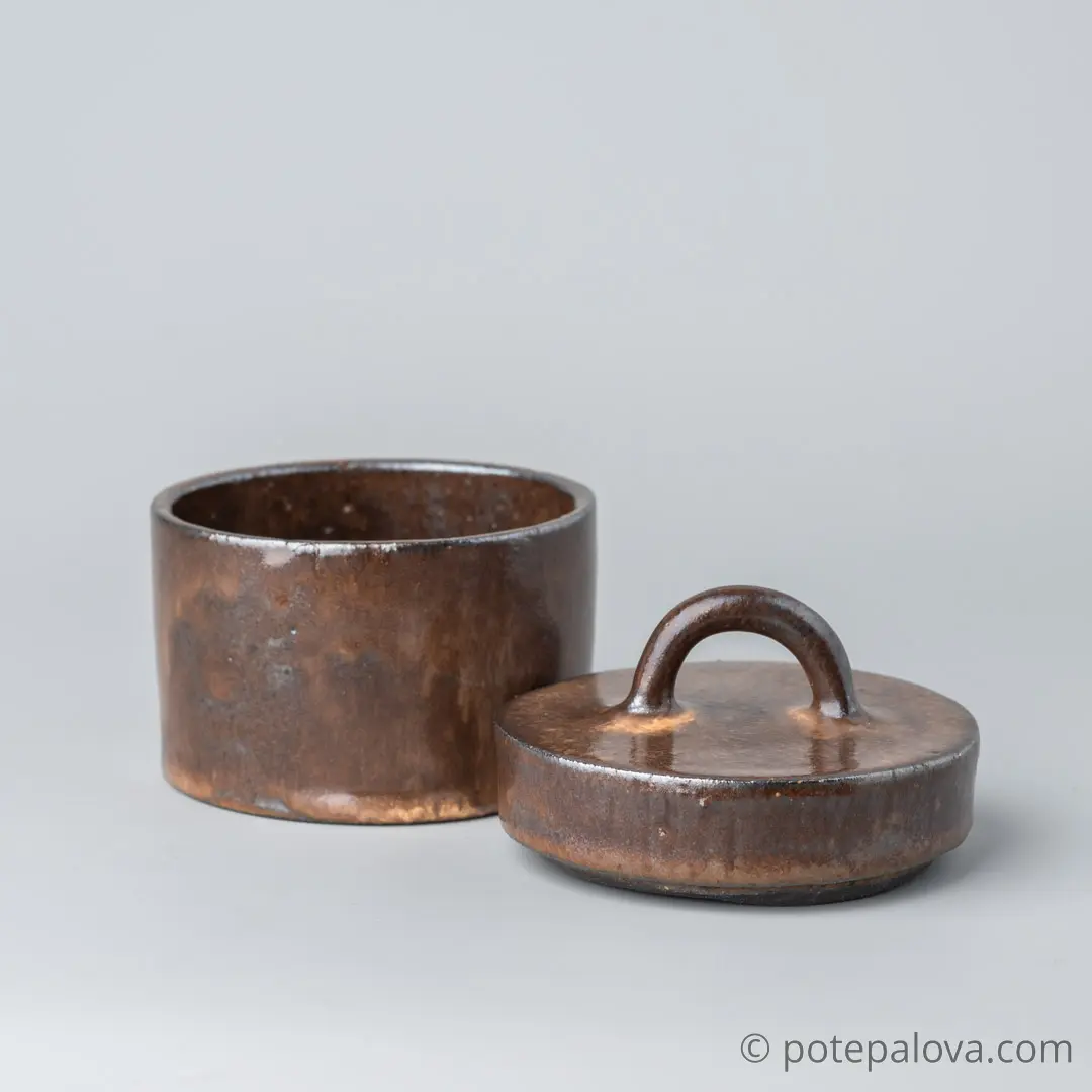 картинка Керамическая баночка "Кастрюлька" темная малая - DishWishes.Ru