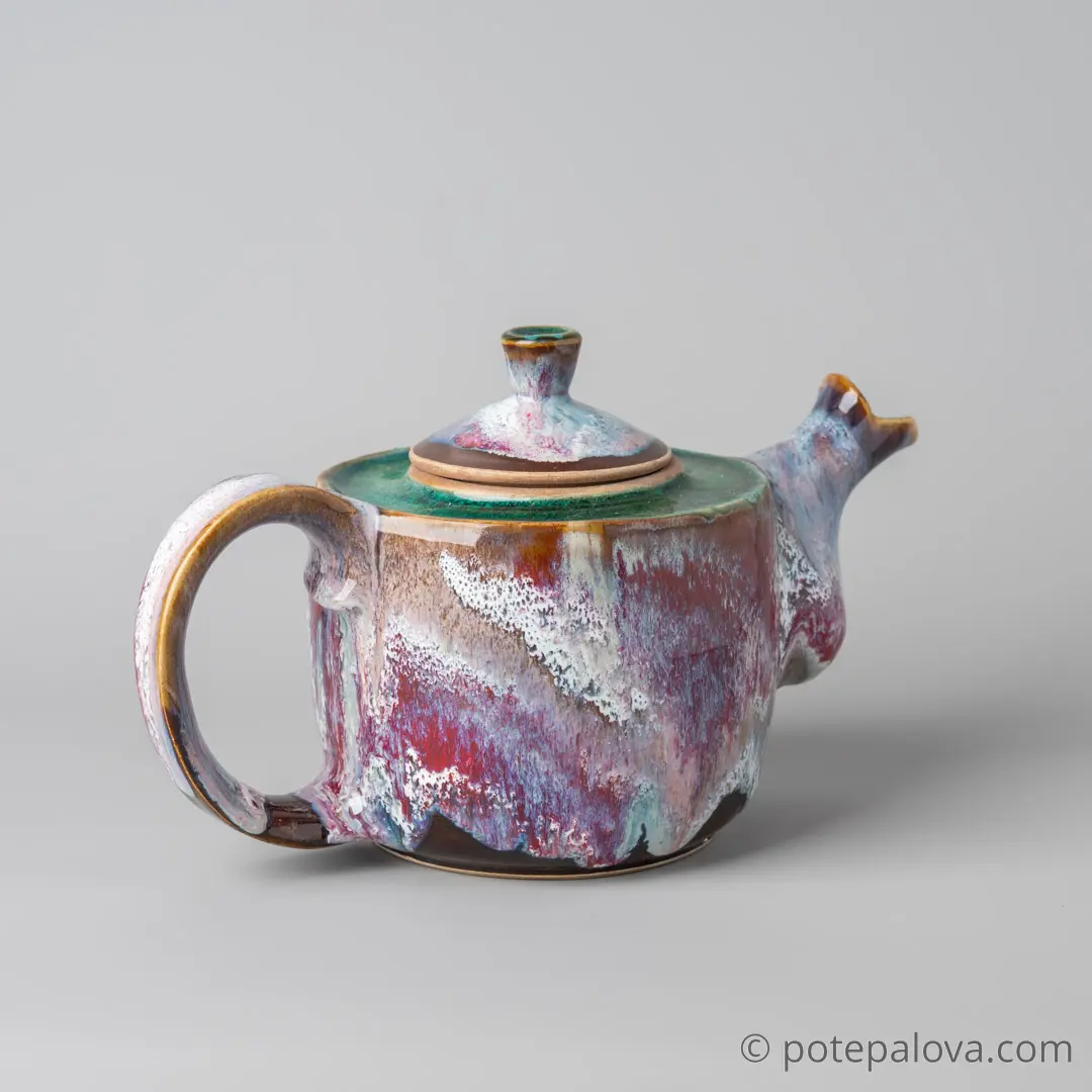 картинка Чайник Юрия Пересады "Карамель" с зеленым стеклом - DishWishes.Ru