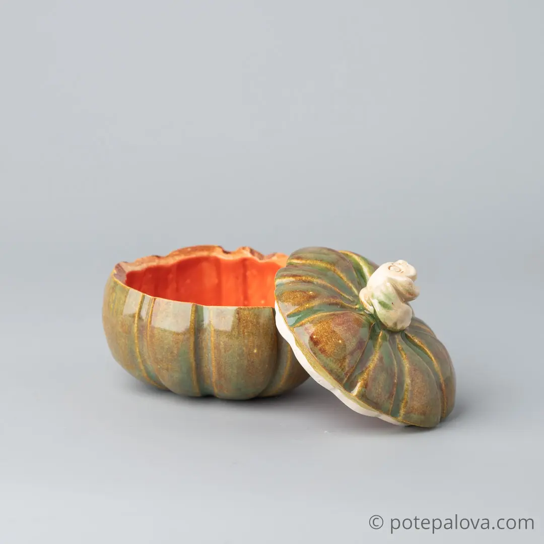 картинка Керамическая тыковка маленькая зеленая - DishWishes.Ru