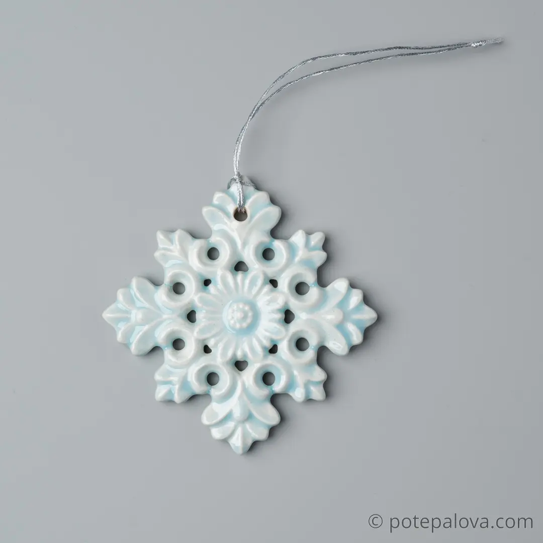 картинка Керамическая снежинка 2 мятная - DishWishes.Ru