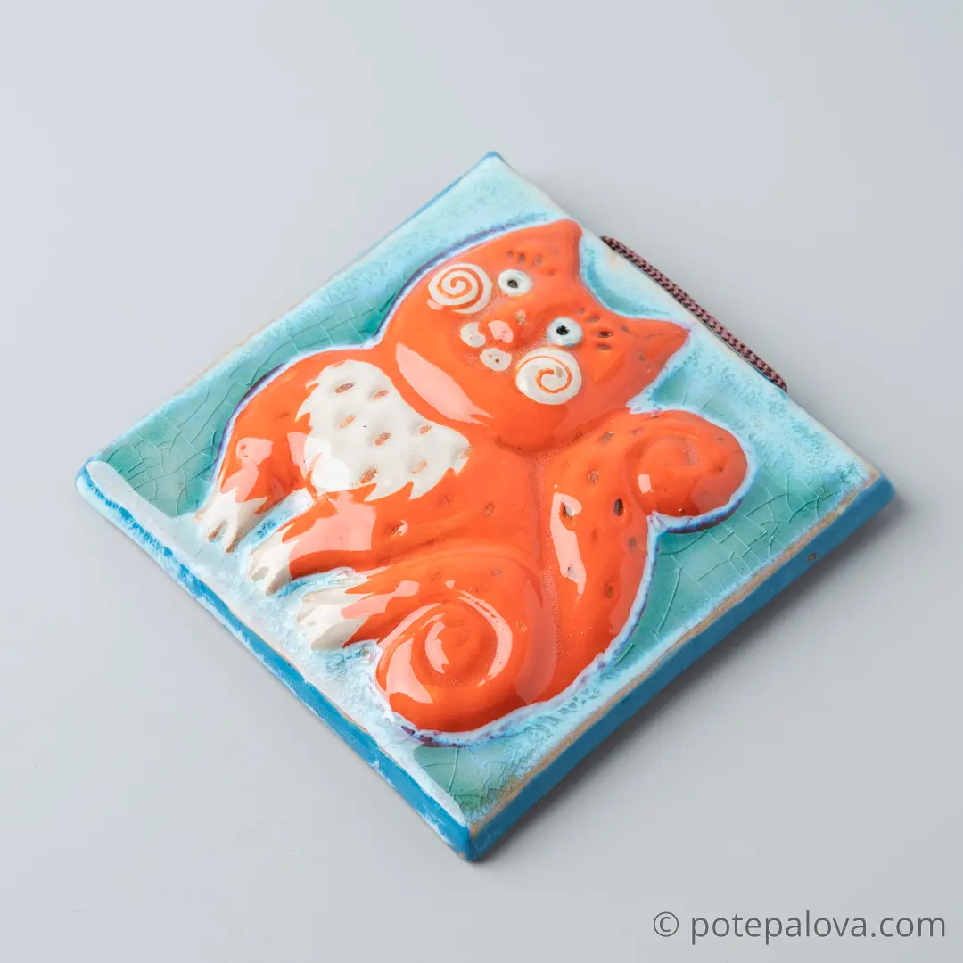 картинка Керамический изразец "Котик" - DishWishes.Ru