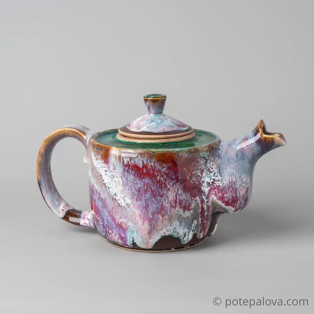 картинка Чайник Юрия Пересады "Карамель" с зеленым стеклом - DishWishes.Ru